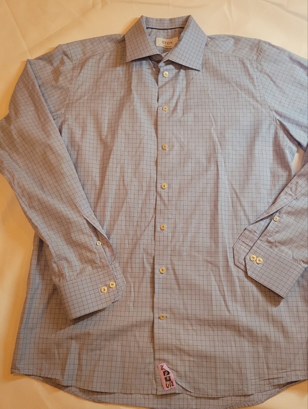 Eton Men's Blue Windowpane Dress Shirt Size 41/16
